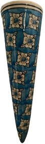 Blue Circular Cone Vase | Wall Hanging Decor Piece-Home & Kitchen | Elegant Plant Holder with Floral & Leafy Print