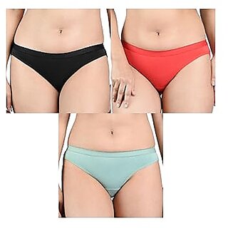                       Ginash Cotton Elastane Women's Bikini Pantie (Pack of 3)                                              