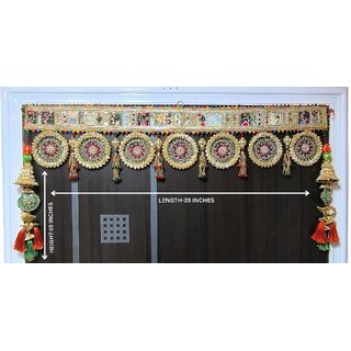 Traditional Decorative Door Toran with Beaded Latkans and Embroidery Work Traditional Decorative Door Toran with Beaded Latkans and Embroidery Work