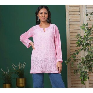                       Women Pure Lucknawi Chicken Short Kurti                                              