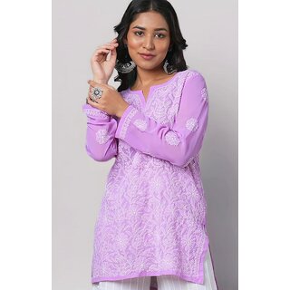                       Women Pure Lucknawi Short Chicken Kurti                                              