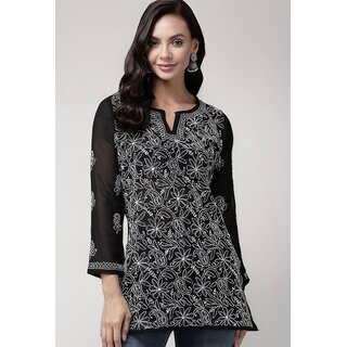 Women Pure Lucknawi Chicken Short Kurti