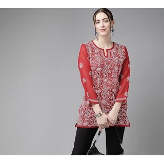 Women Pure Lucknawi Short Kurti