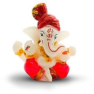 Handcrafted Orange Lord Pandal Ganesha Marble Idol Murti and Statue for Mandir Handcrafted Orange Lord Pandal Ganesha Marble Idol Murti and Statue for Mandir