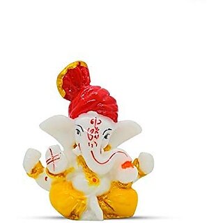 Handcrafted Yellow Lord Pandal Ganesha Marble Idol Murti and Statue for Mandir