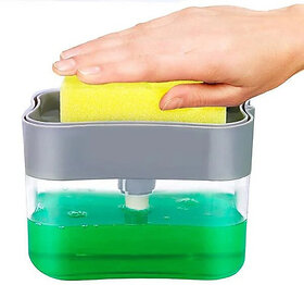 Hathrasmart Liquid 2 in 1 Soap Dispenser for Kitchen and Sink Accessories Dishwasher 400 ml Liquid Dispenser(Clear)