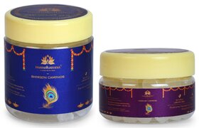 Manokamna Combo Pack 50g Bhimseni Camphor + 25g Premium Camphor Tablet for Daily Puja and Air Purification