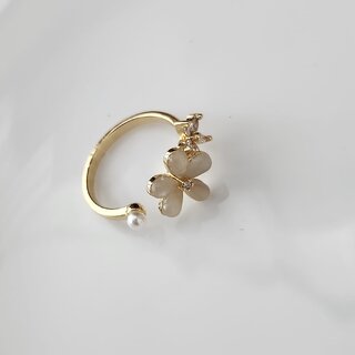                       Anti Tarnish Gold-Plated Cubic Zirconia Stone Studded Finger Ring For Women                                              