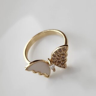                       Gold-Plated Stainless Steel Buttrefly  Finger Ring                                              