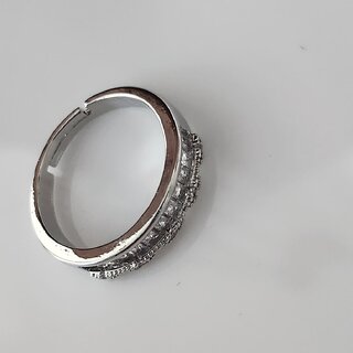                       Women White Stone-Studded Elegance Adjustable Finger Ring                                              
