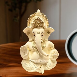                       Tiny Shiny Finish Ganesha Idol Car Dashboard Idol for Home Decor Puja Office Desk Living Room Gift                                              