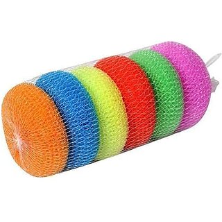 Plastic Scrubber Bartan Juna Plastic Juna LufaDish Wash and for Utensils | Assorted Colour  Pack of 6 || W34