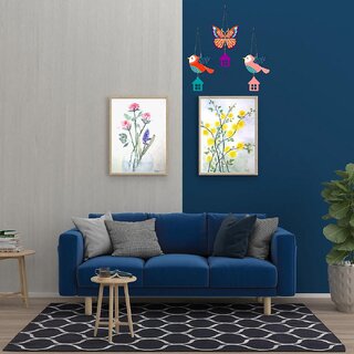                       Tiny Shiny 1 Butterfly  2 Birds Wooden Wall Hanging for Home Decor Pack of 3                                              