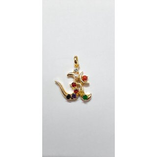                       navratan om shape gold plated pendent                                              