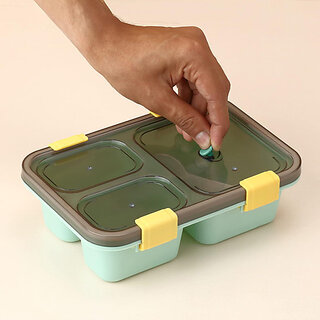 Hathrasmart Lunch Box 3 Compartment Plastic Lunch Box, Tiffin Box for Boys, Girls, School 3 Containers Lunch Box(1000 ml)