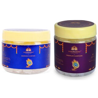 Manokamna Combo Pack 100g Bhimseni Camphor + 50g Premium Camphor Tablet for Daily Puja and Air Purification Manokamna Combo Pack 100g Bhimseni Camphor + 50g Premium Camphor Tablet for Daily Puja and Air Purification