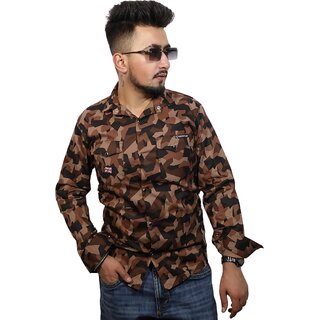                       Men's Camouflage Printed Shirt  Full Sleeve  Stylish Streetwear Look                                              
