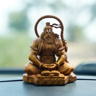                       Tiny Shiny Tail Hanuman Ji Murti Statue for Car Dashboard Hanuman Idol Dhyan Mudra Meditation Bajrangbali Bhagwan for Ho                                              