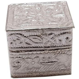                       D 999 silver Dibbi honey container for red book remedy square sindur box, (Silver, Silver)                                              