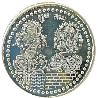                       ASTRO-D Laxmi Ganesh Silver coin 10gm, (Silver, Silver)                                              