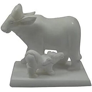                       Astro-D Cow and Calf Pair 4 inch Rameshwaram Marble, (Clear, Marble)                                              