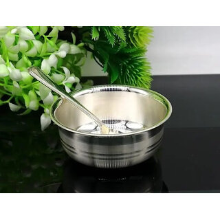 Astro-D 999 Silver katori 25gm with Silver Spoon 14gm., (Silver, Silver) Astro-D 999 Silver katori 25gm with Silver Spoon 14gm., (Silver, Silver)