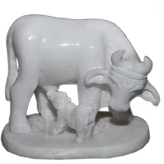 Astro-D Marble Cow and Calf Decorative Statue 12cm, (White, Marble) Astro-D Marble Cow and Calf Decorative Statue 12cm, (White, Marble)