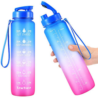 Silicone Water Bottle - 1 litre Motivational Time Marker 1000 ml Bottle(Pack of 1, Multicolor, Plastic) Silicone Water Bottle - 1 litre Motivational Time Marker 1000 ml Bottle(Pack of 1, Multicolor, Plastic)