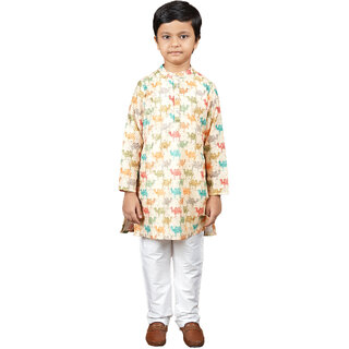Kid Kupboard Cotton Boys Kurta and Pyjama Set, Yellow/White, Full-Sleeves, 8-9 Years KIDS7613 Kid Kupboard Cotton Boys Kurta and Pyjama Set, Yellow/White, Full-Sleeves, 8-9 Years KIDS7613
