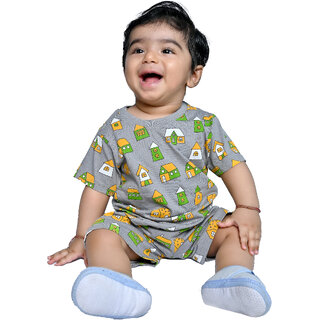 Kid Kupboard Cotton Baby Boys T-Shirt and Short Set, Grey, Half-Sleeves, 9-12 Months KIDS7616 Kid Kupboard Cotton Baby Boys T-Shirt and Short Set, Grey, Half-Sleeves, 9-12 Months KIDS7616