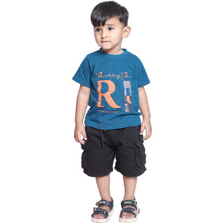                       Kid Kupboard Cotton Boys T-Shirt, Navy Blue, Half-Sleeves, 3-4 Years KIDS7625                                              