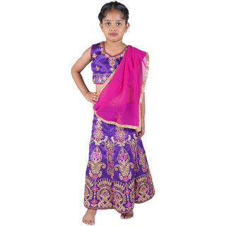 Kid Kupboard Cotton Girls Lehanga Choli and Dupatta Set, Multicolor, Sleeveless, 7-8 Years KIDS7643 Kid Kupboard Cotton Girls Lehanga Choli and Dupatta Set, Multicolor, Sleeveless, 7-8 Years KIDS7643