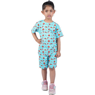 Kid Kupboard Cotton Girls T-Shirt and Short Set, Light Blue, Half-Sleeves, 7-8 Years KIDS7644 Kid Kupboard Cotton Girls T-Shirt and Short Set, Light Blue, Half-Sleeves, 7-8 Years KIDS7644