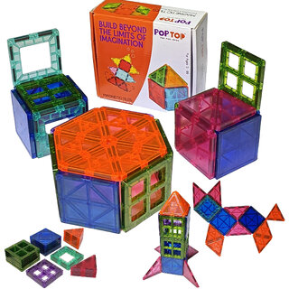 POPTOP Magnetic Building Tiles for Kids  26 Pieces  Multicolor Magnetic Construction Blocks for 3to 10 Years kids