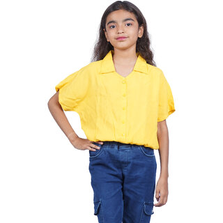                      Kid Kupboard Cotton Girls Top, Yellow, Half-Sleeves, 9-10 Years KIDS7670                                              