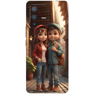                       Yug Emporium VIVO V23 PRO BESTFRIEND 3D COUPLE DESIGN PATTERN  THEME BACK SKIN STICKERS (Mobile Back Cover, Multicolor)                                              