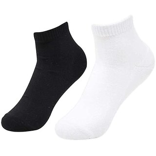(Pack of 2) PrintCultr Black and White Unisex Cotton Ankle Length Socks