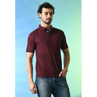 New Men PrintCultr Solid Men Polo Neck Cotton Blend Maroon T-Shirt 2025 at ShopCircuit | ONDC