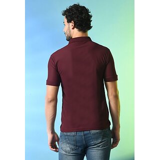 New Men PrintCultr Solid Men Polo Neck Cotton Blend Maroon T-Shirt 2025 at ShopCircuit | ONDC