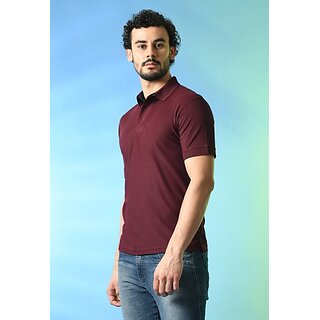 New Men PrintCultr Solid Men Polo Neck Cotton Blend Maroon T-Shirt 2025 at ShopCircuit | ONDC