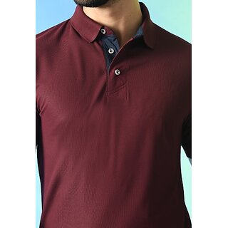 New Men PrintCultr Solid Men Polo Neck Cotton Blend Maroon T-Shirt 2025 at ShopCircuit | ONDC