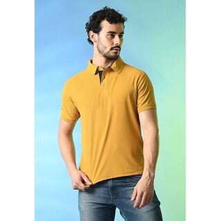Trendy Men PrintCultr Solid Men Polo Neck Polyester Yellow T-Shirt 2025 at ShopCircuit | ONDC