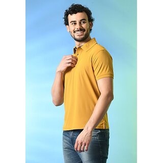 Trendy Men PrintCultr Solid Men Polo Neck Polyester Yellow T-Shirt 2025 at ShopCircuit | ONDC