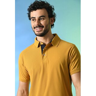 Trendy Men PrintCultr Solid Men Polo Neck Polyester Yellow T-Shirt 2025 at ShopCircuit | ONDC