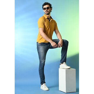 Trendy Men PrintCultr Solid Men Polo Neck Polyester Yellow T-Shirt 2025 at ShopCircuit | ONDC