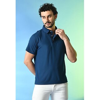 Stylish Men PrintCultr Solid Men Polo Neck Polyester Dark Blue T-Shirt 2025 at ShopCircuit | OND