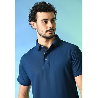 Stylish Men PrintCultr Solid Men Polo Neck Polyester Dark Blue T-Shirt 2025 at ShopCircuit | OND