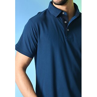 Stylish Men PrintCultr Solid Men Polo Neck Polyester Dark Blue T-Shirt 2025 at ShopCircuit | OND