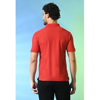 Modern Men PrintCultr Solid Men Polo Neck Cotton Blend Red T-Shirt 2025 at ShopCircuit | ONDC
