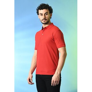 Modern Men PrintCultr Solid Men Polo Neck Cotton Blend Red T-Shirt 2025 at ShopCircuit | ONDC
